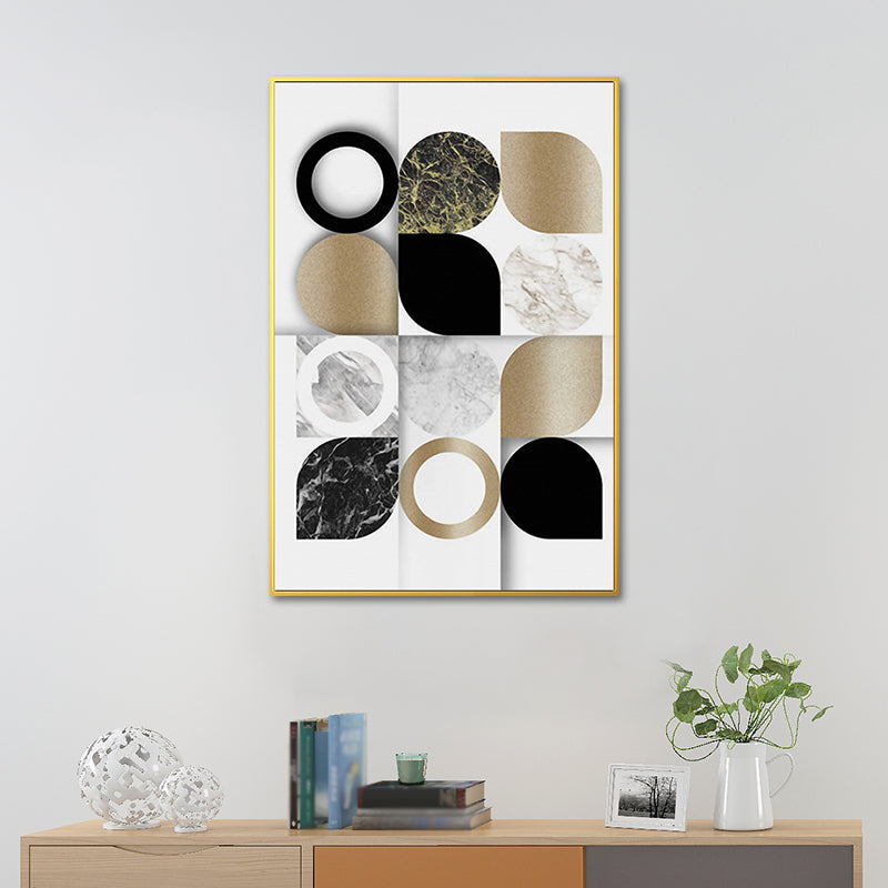 Leaf Shapes Marble Canvas Print Nordic Style Textured Wall Art for Living Room