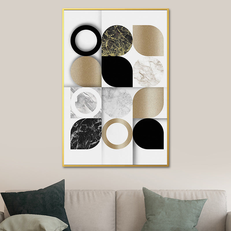 Leaf Shapes Marble Canvas Print Nordic Style Textured Wall Art for Living Room