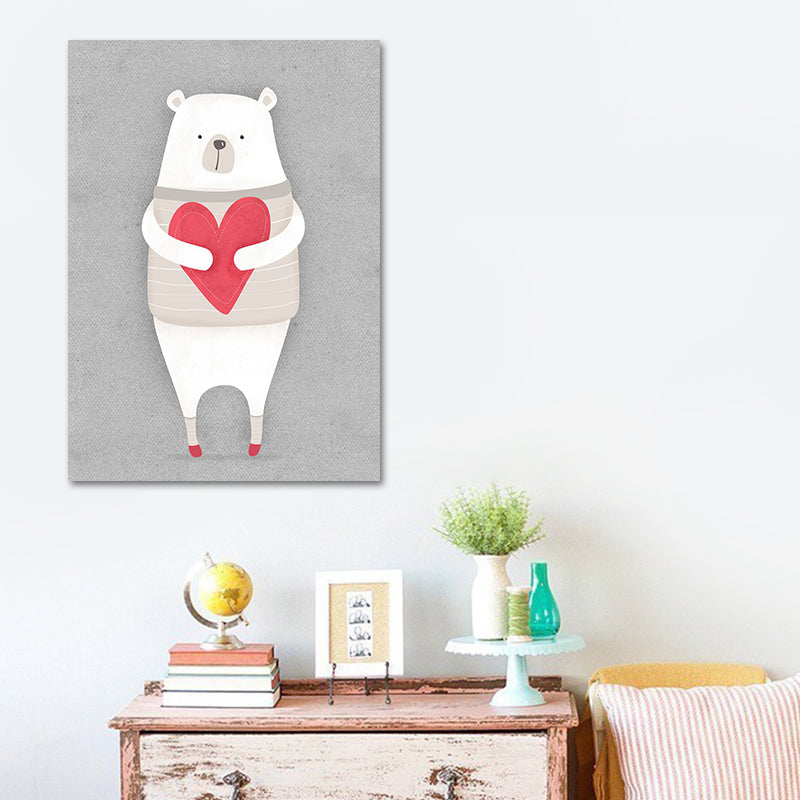Impressions sur toile d'ours, décoration murale de dessin animé de couleur claire pour chambre d'enfant, plusieurs tailles disponibles