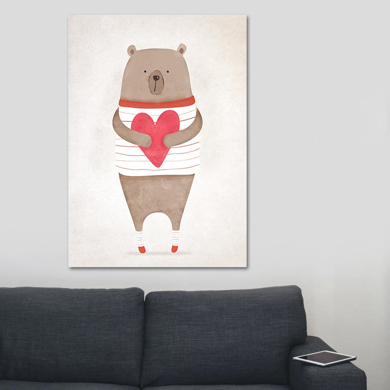 Impressions sur toile d'ours, décoration murale de dessin animé de couleur claire pour chambre d'enfant, plusieurs tailles disponibles