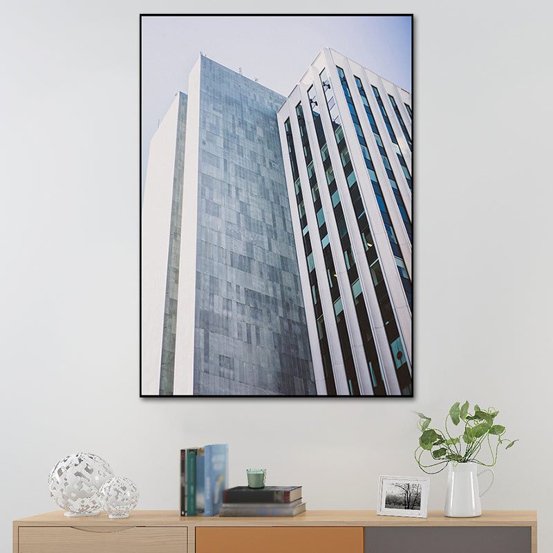 Modernisme wolkenkrabber buitenaanzicht canvas lichtkleurige architectuur muur kunst decor