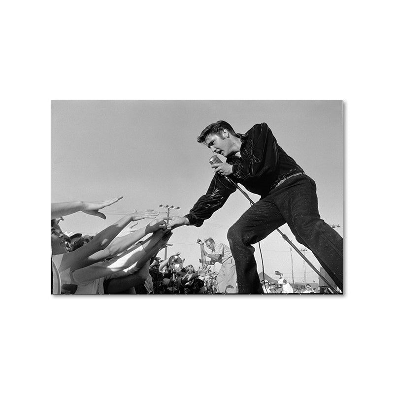 Photographic Elvis Presley Wall Art in Black and White Nostalgic Canvas Print for Home