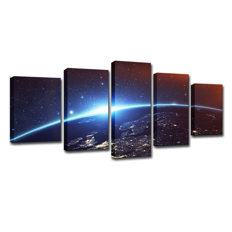 Outer Space Wall Decor in Blue Children's Art Painting for Playroom, Multiple Sizes