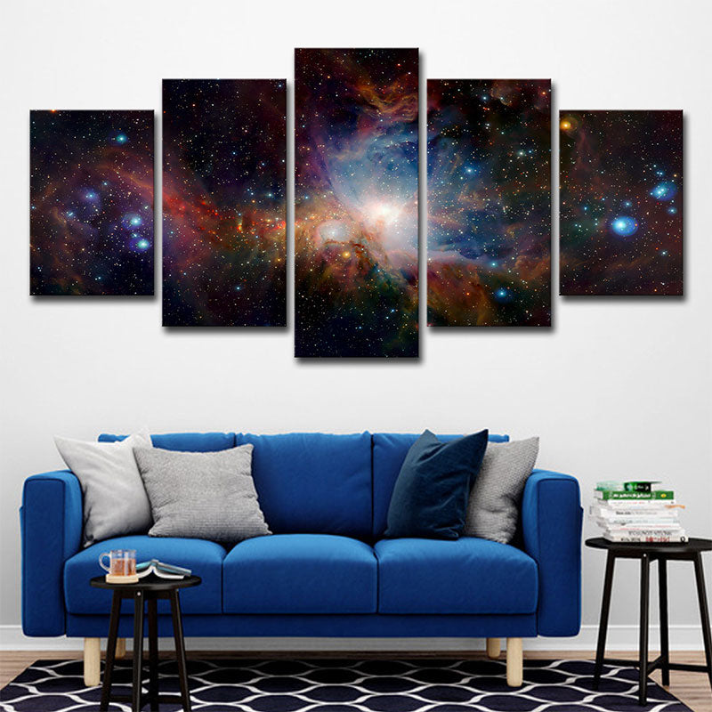 Children's Art Constellation View Canvas in Dark Textured Wall Art Decor for Bedroom
