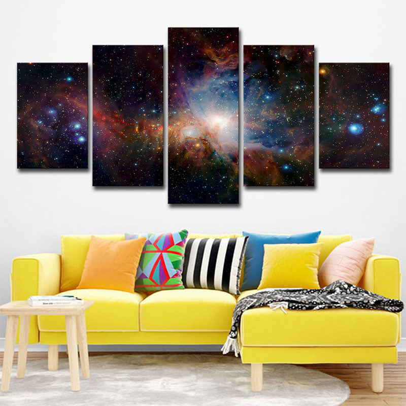 Children's Art Constellation View Canvas in Dark Textured Wall Art Decor for Bedroom