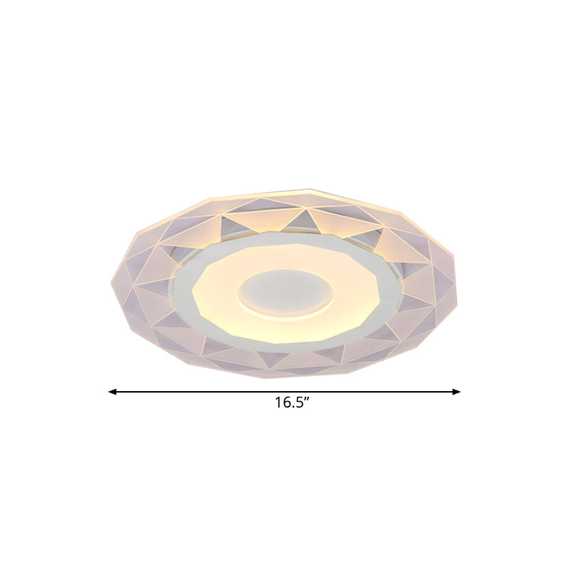 16.5"/20.5"/24.5" Wide LED Bedroom Flushmount with Polygon Acrylic Shade White Ceiling Light Fixture in Warm/White Light