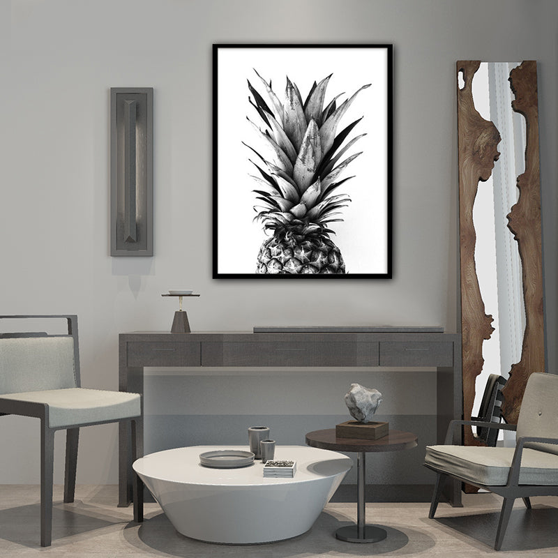 Grey Photo Printed Pineapple Canvas Textured Nordic House Interior Wall Art Decor