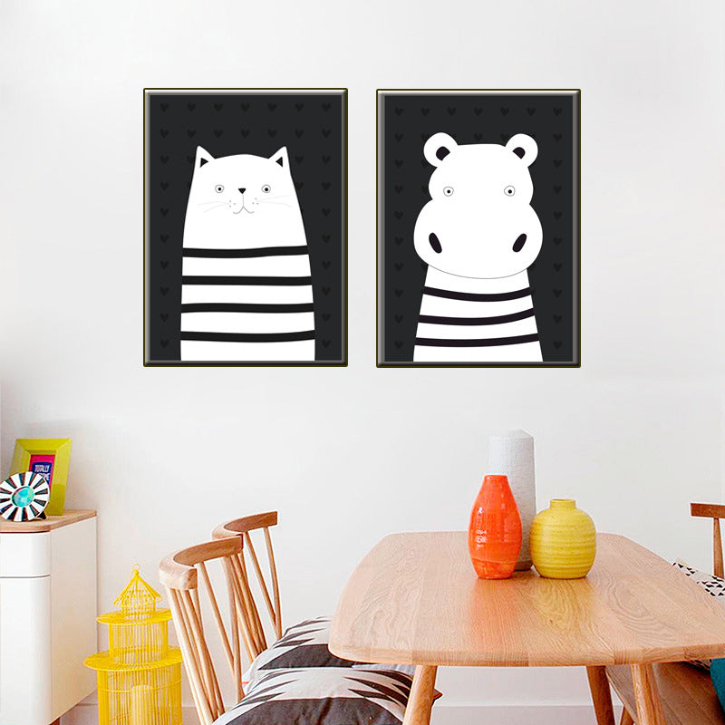 Animal Wall Art Decor Minimalist Decorative Dining Room Canvas in White, Multiple Size Available