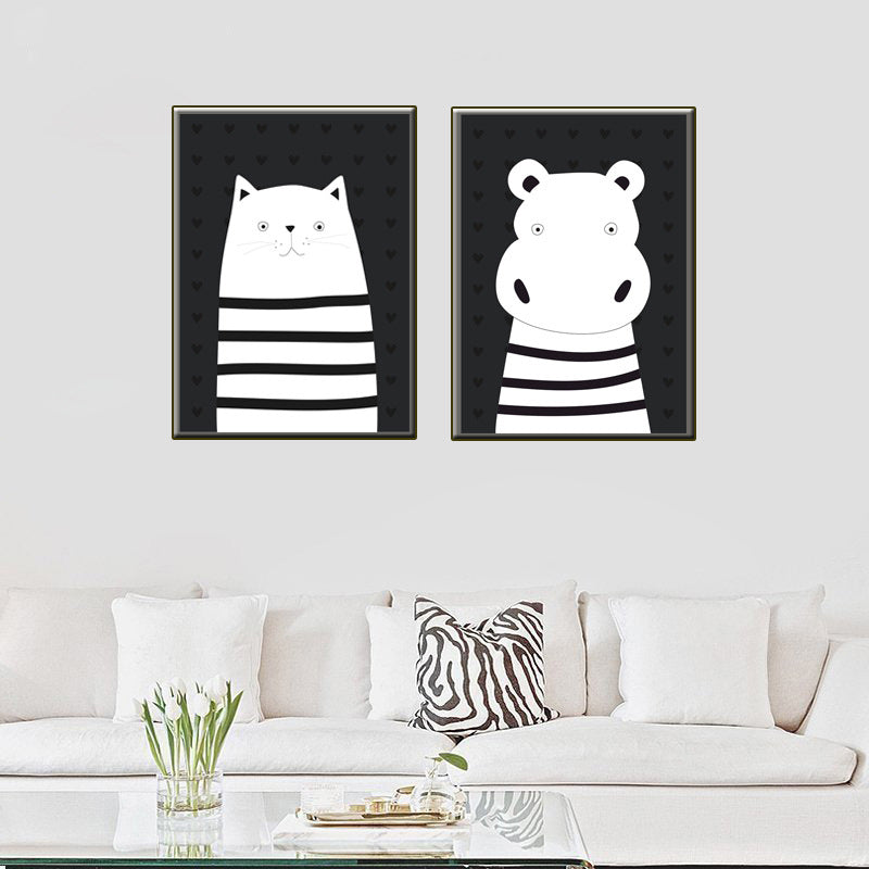 Animal Wall Art Decor Minimalist Decorative Dining Room Canvas in White, Multiple Size Available
