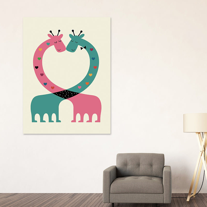 Textured Dark Color Art Print Simplicity Animal Silhouette Wrapped Canvas for Parlor