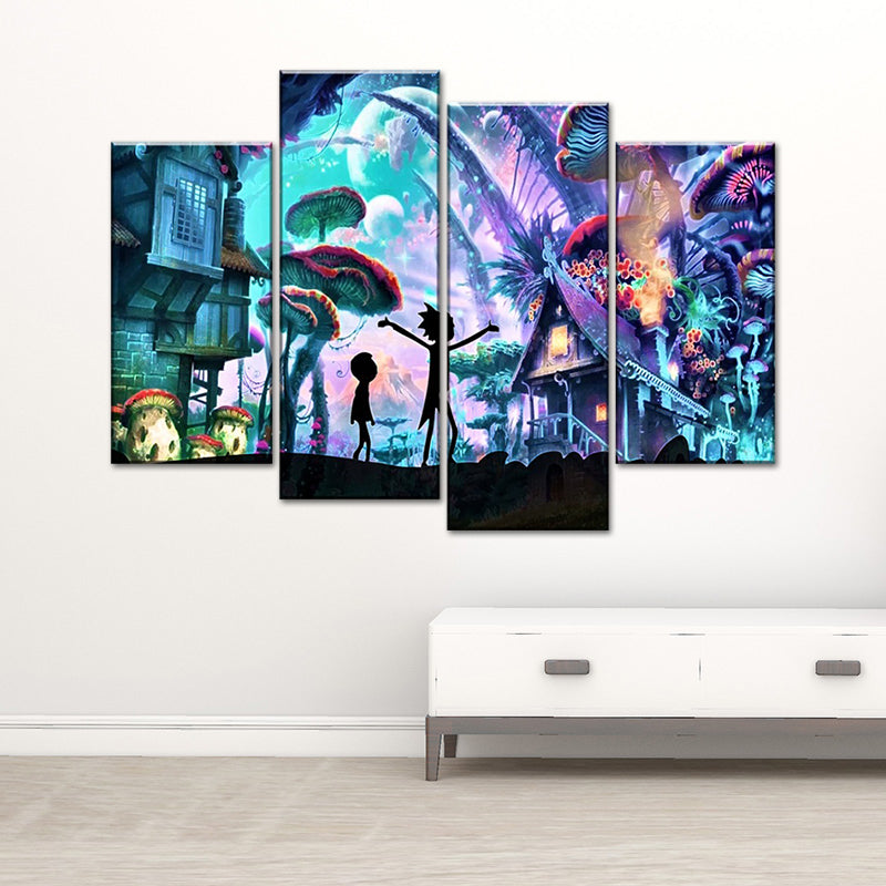 Multi-Piece Forest and House Art Canvas Contemporary Style Wall Print for Dining Room