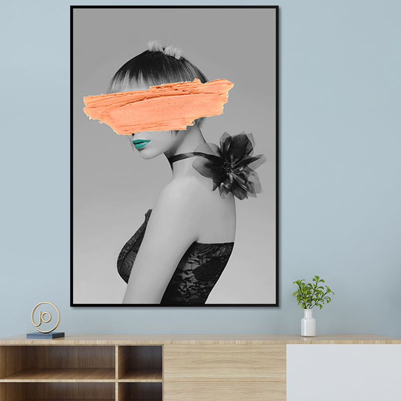 Glam – toile imprimée de figurine modèle, décoration murale texturée de couleur foncée pour chambre de filles