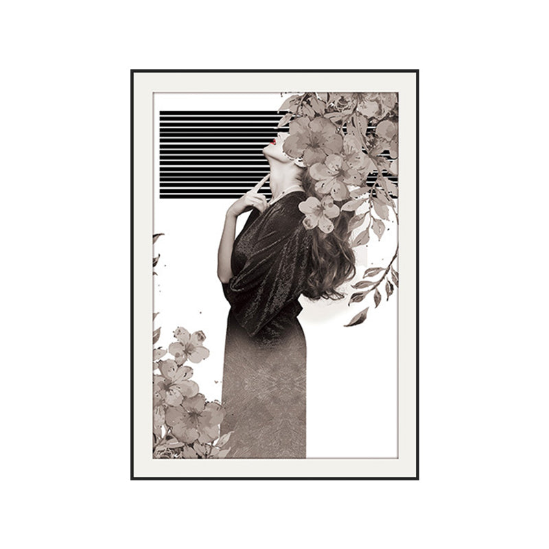 Elegant Woman Print Canvas Wall Art for Girls Bedroom, Pastel Color, Textured Design