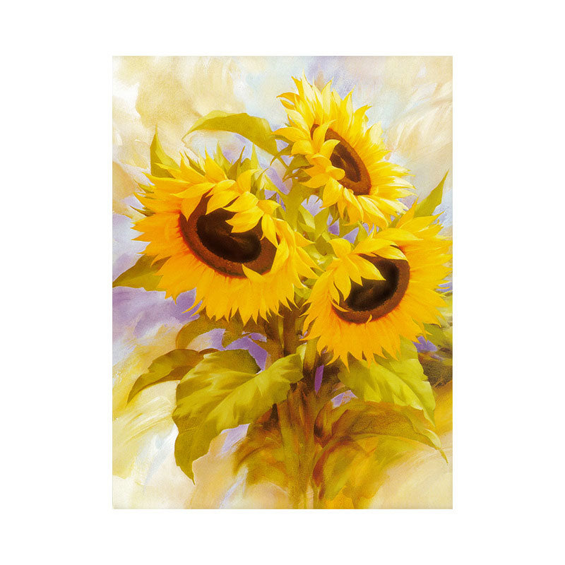 Yellow French Country Wall Art Print Sunflower Bouquet Painting for Drawing Room
