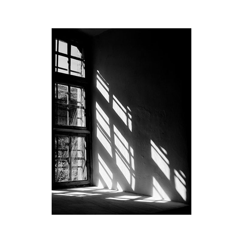Photographic Modern Canvas Wall Art with Evening Sun Shines Through Window Scenery, Black