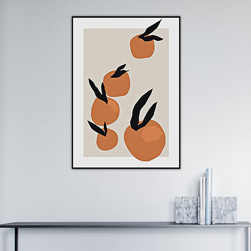 Tangerine Wall Decor Orange Canvas Art Print Textured for Living Room, Multiple Sizes Available