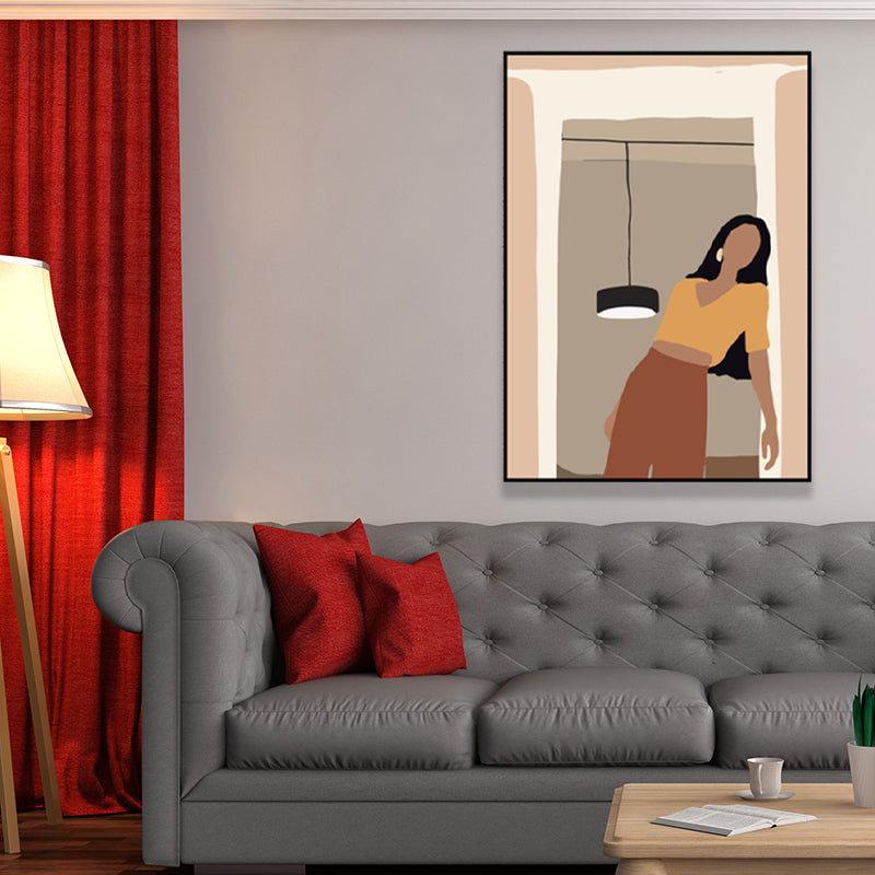 Fashion Female Wall Decor Scandinavian Textured Living Room Canvas Art, Multiple Sizes