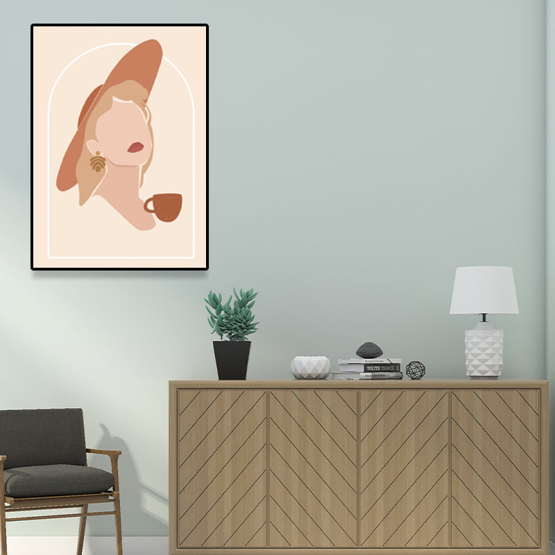 Fashion Woman Wall Art Decor Nordic Textured Painting for Living Room, Multiple Sizes Available