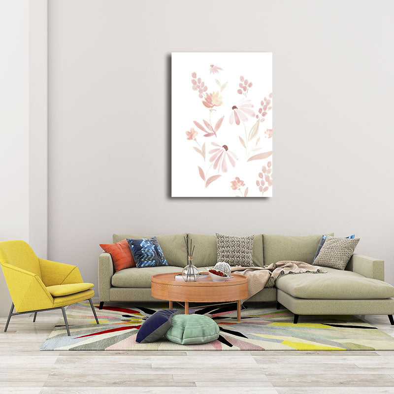 Pink Flower Blossom Wall Decor Textured Surface Canvas Wall Art for Girls Bedroom