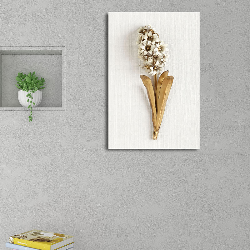 Gold Blossom Art Print Flower Nordic Style Textured Surface Canvas for Girls Bedroom