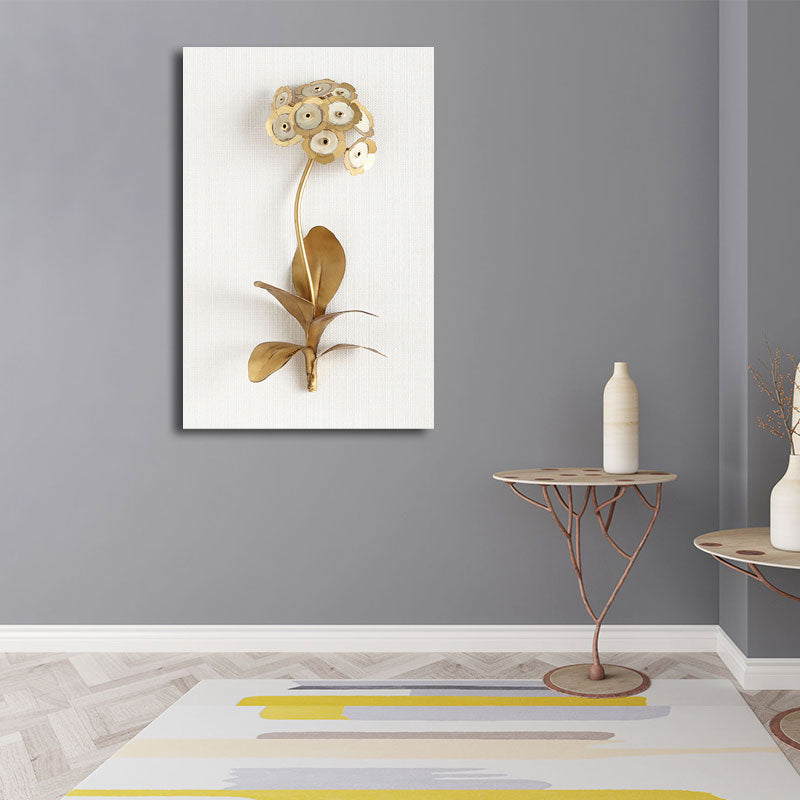 Gold Blossom Art Print Flower Nordic Style Textured Surface Canvas for Girls Bedroom