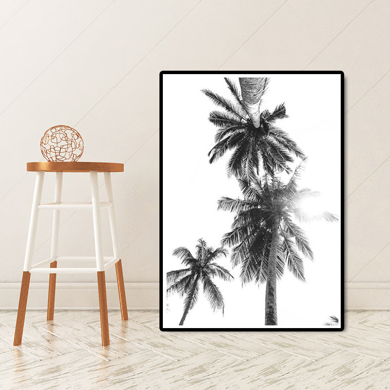 Coconut Tree Painting Gray Canvas Wall Art Decor Textured, Multiple Sizes Options