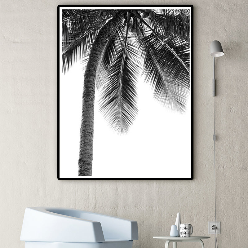 Coconut Tree Painting Gray Canvas Wall Art Decor Textured, Multiple Sizes Options