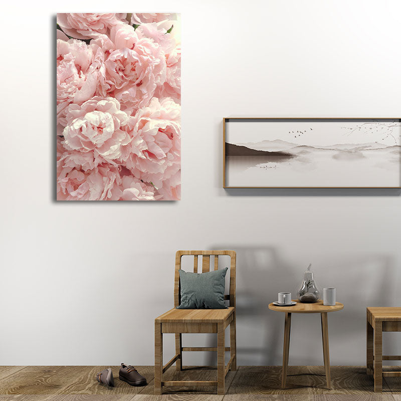 Toile murale à fleurs texturée, décoration murale nordique pour chambre de filles, couleur douce