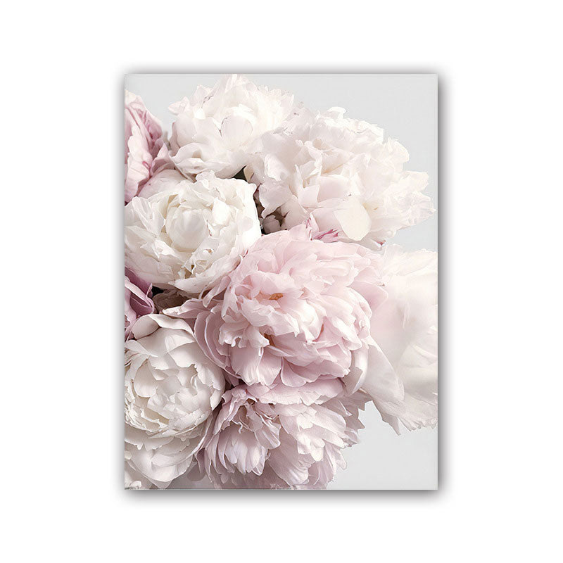 Romantic Peony Blossom Canvas for Bedroom Flower Print Wall Art Decor in Pastel Color