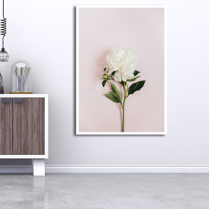 Toile de décoration murale avec plantes nordiques, impression artistique texturée de couleur douce pour chambre de filles