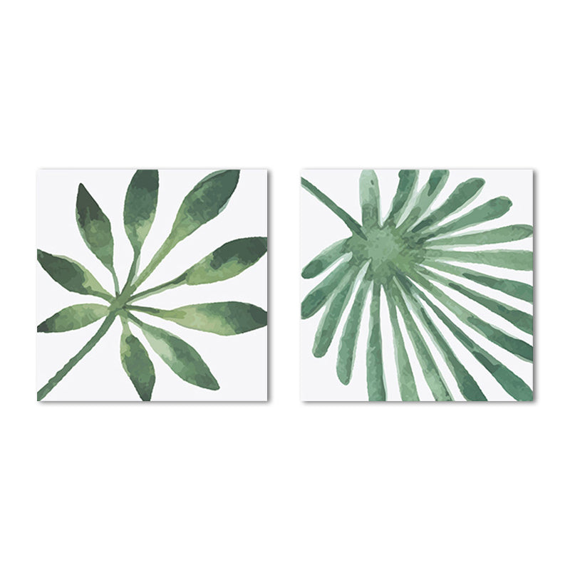 Farmhouse Fan Palm Leaves Canvas Green Tropix Plant Wall Art Set for Living Room