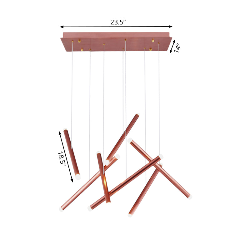 Brown/Gold/Rose Gold Flute Cluster Pendant Light Simple Style 7 Lights Metal Pendant Light for Dining Room in Warm/White