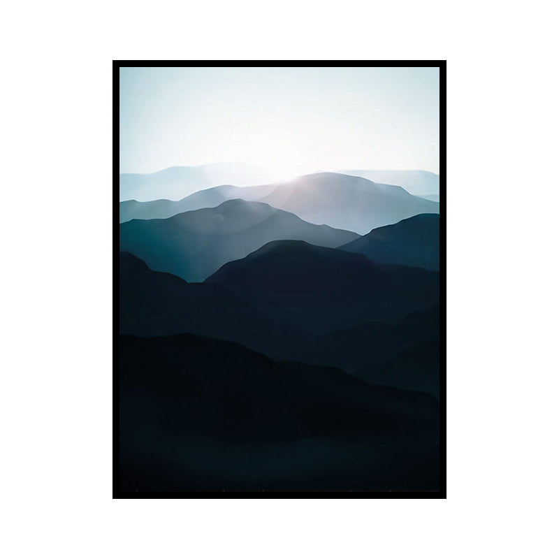 Dark Color Foggy Mountains Canvas Art Nature Landscape Modern Textured Wall Decor