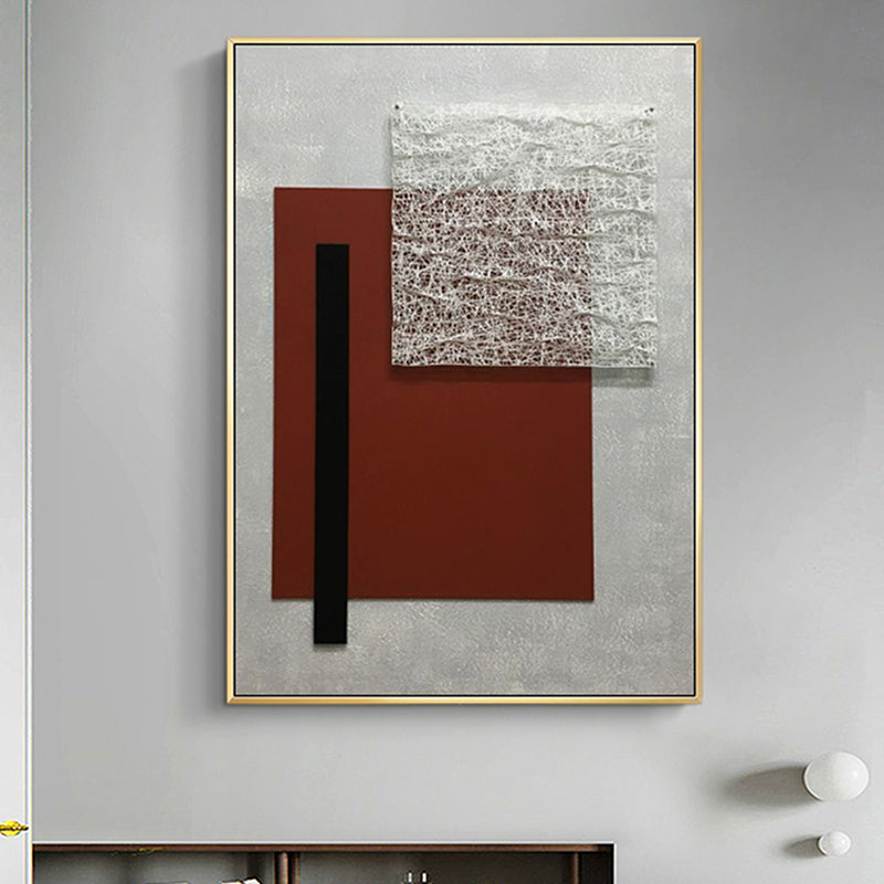 Toile d'art géométrique texturée, décoration murale de Style nordique pour salon, couleur foncée