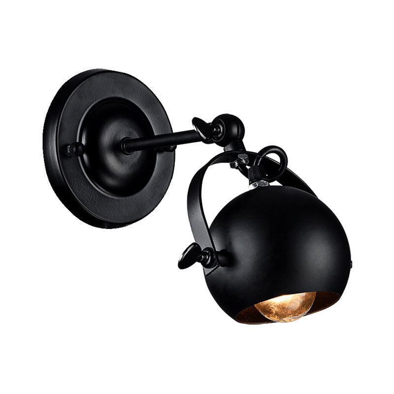 1 Bulb Wall Lamp Industrial Global Shade Metal Adjustable Sconce Lighting in Black for Restaurant