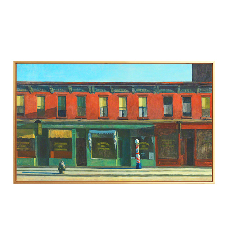 Art mural avec vue de face de magasin, peinture de rue de ville de salon en couleurs vives pour la décoration