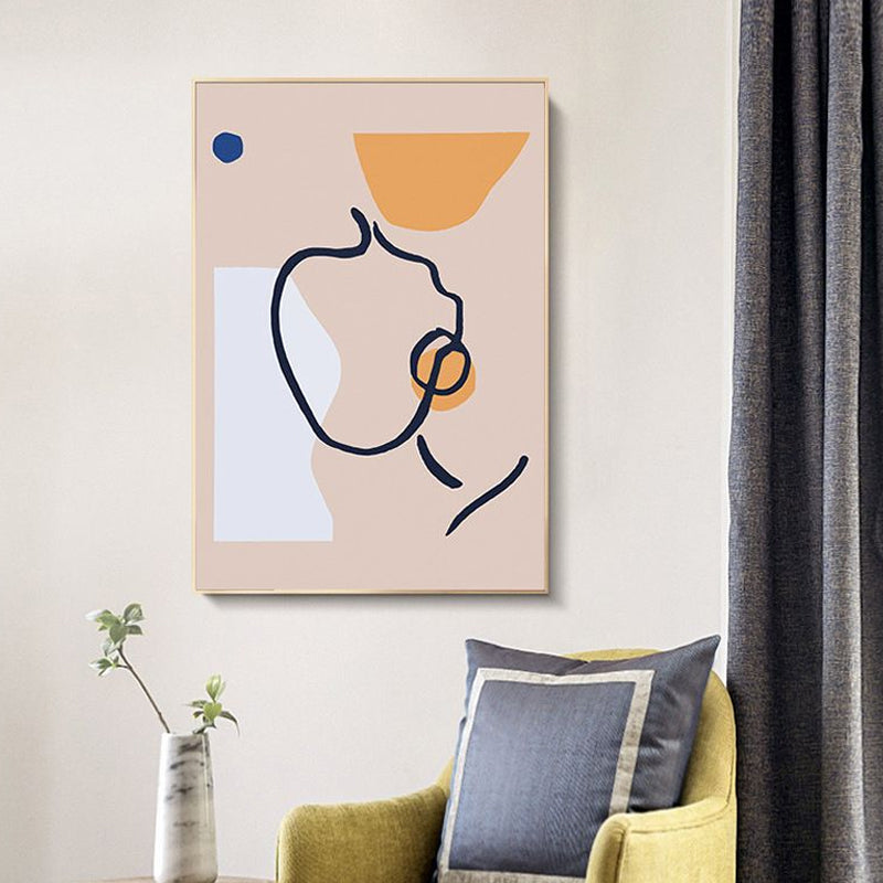 Décoration murale abstraite de couleur douce, impression sur toile texturée scandinave pour le salon