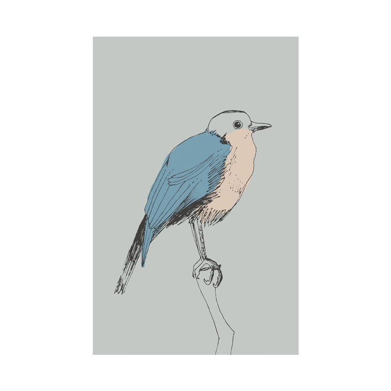 Canvas Blue Wall Decor Minimalist Bird Art Print for Nursery, Multiple Size Options
