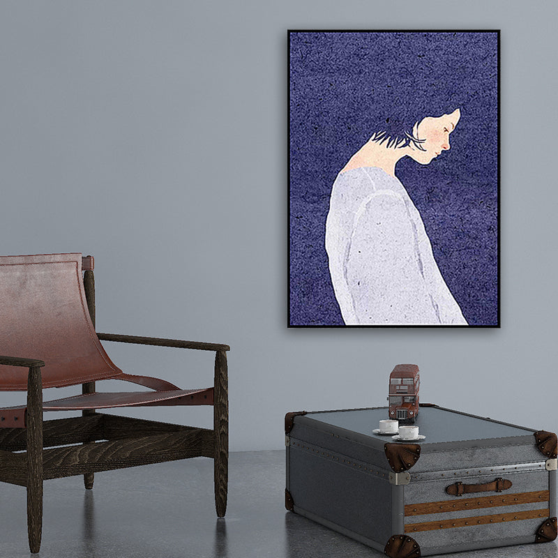 Nordic Woman Art Print Canvas Textured Purple Wall Decor for Living Room, Multiple Sizes