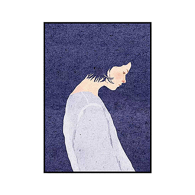 Nordic Woman Art Print Canvas Textured Purple Wall Decor for Living Room, Multiple Sizes