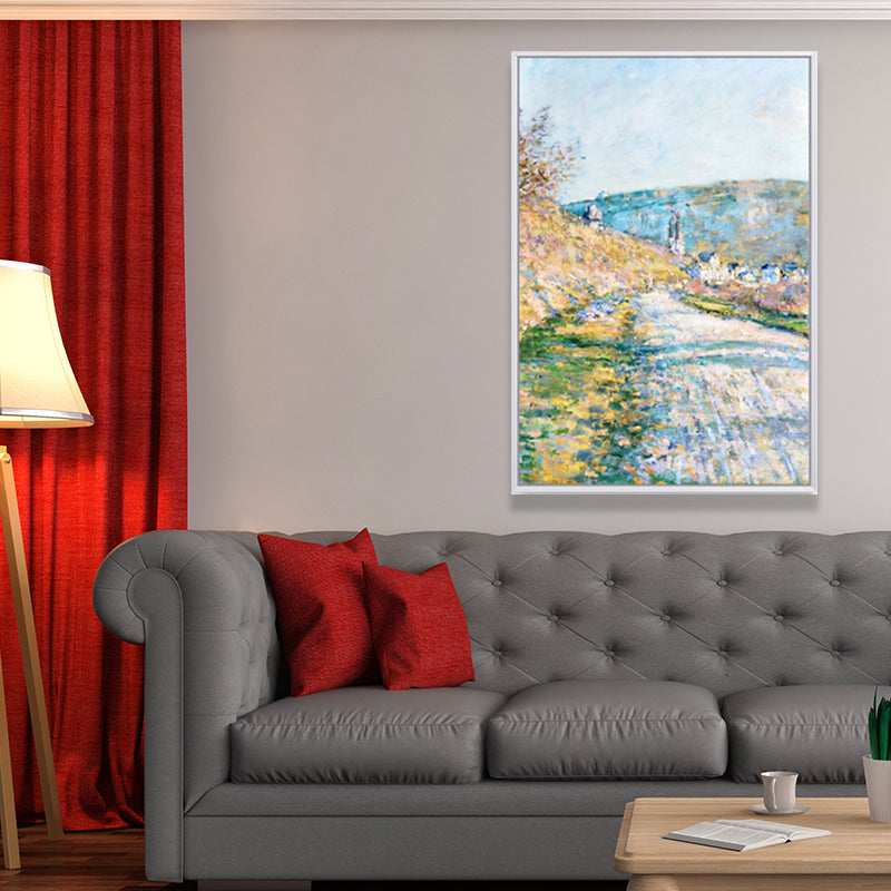 Spring in River Wall Decor Farmhouse Picturesque Scenery Canvas Art in Light Color