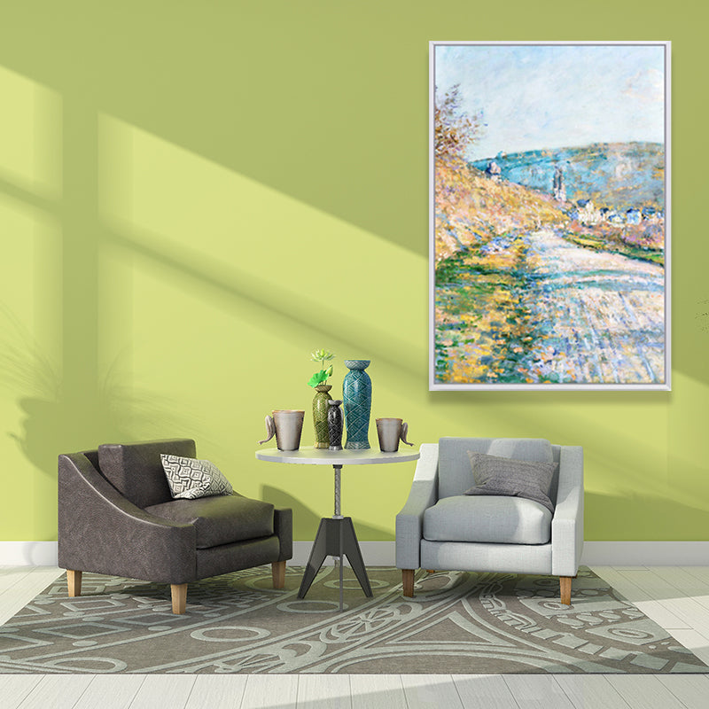 Spring in River Wall Decor Farmhouse Picturesque Scenery Canvas Art in Light Color