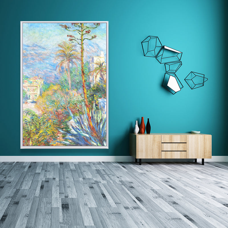 Spring in River Wall Decor Farmhouse Picturesque Scenery Canvas Art in Light Color