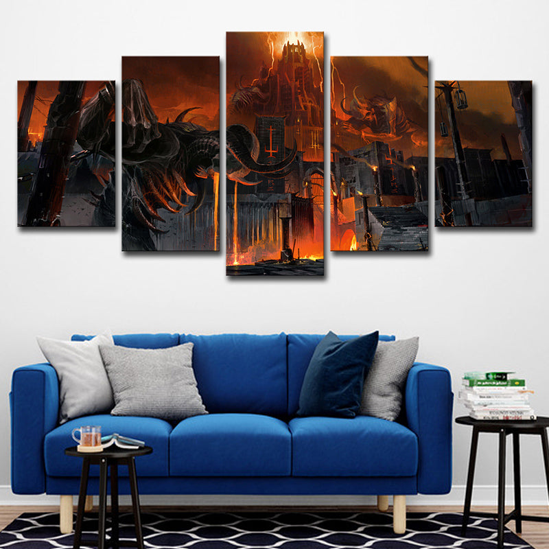 Multi-Piece Nighty Castle Painting Canvas Children's Art Wall Print for Kids Bedroom