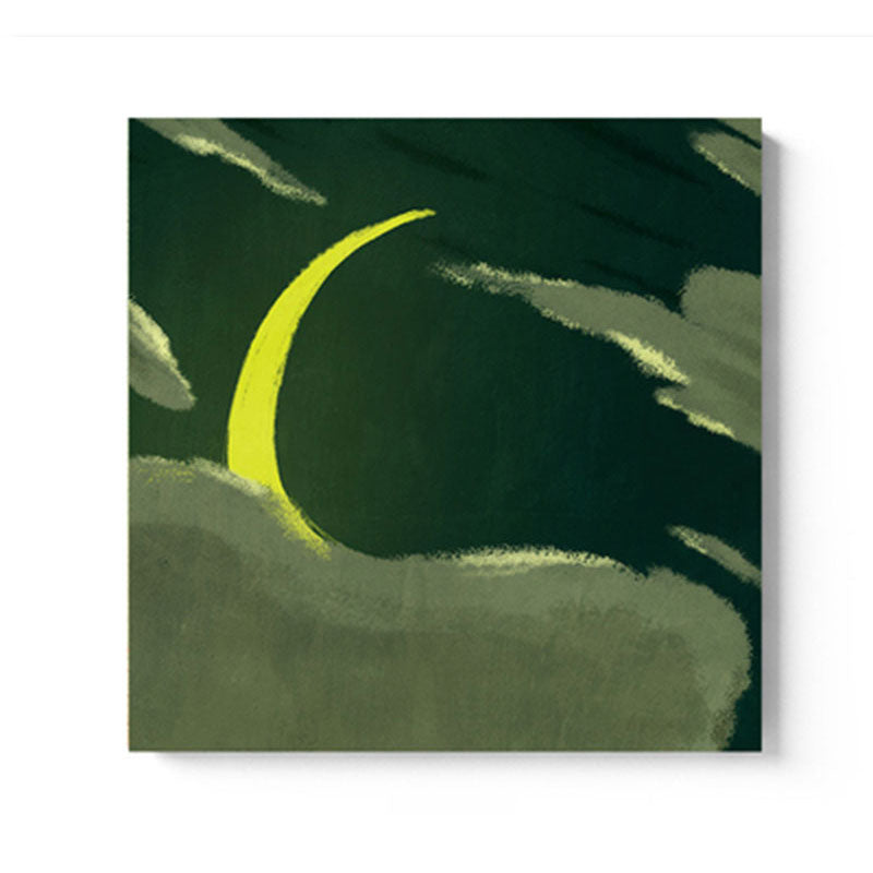 Moon Behind the Cloud Canvas Print Dark Color Childrens Art Painting for Kids Room