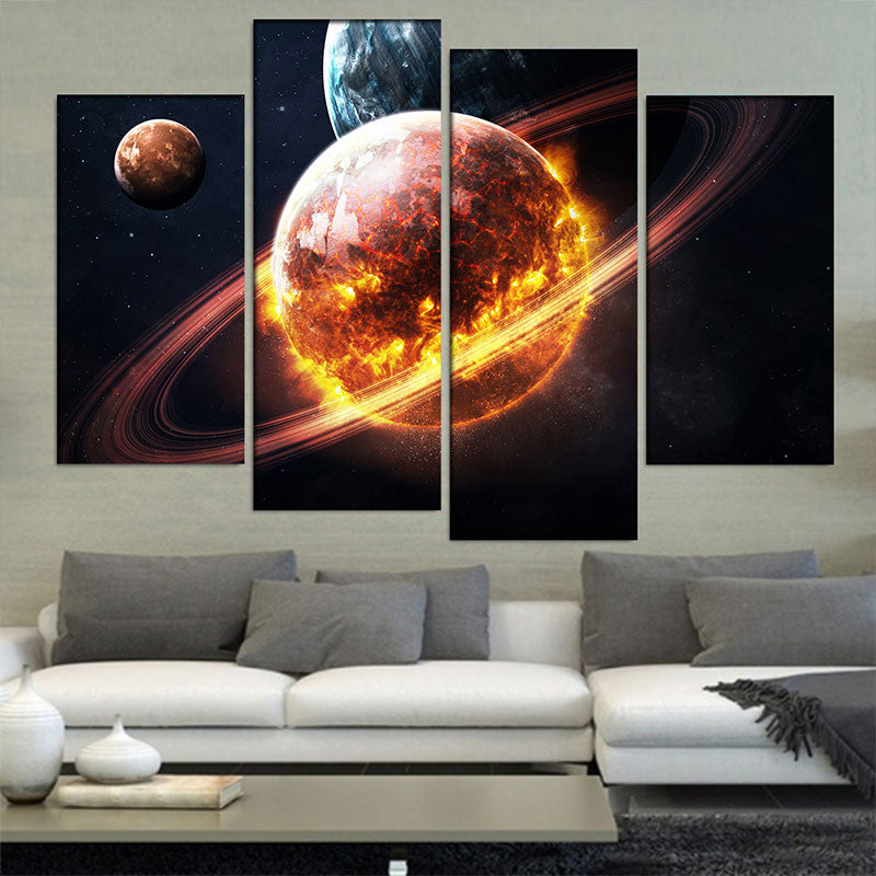 Kinderkunst Planet Landschaft Kunst Leinwand strukturierte helle Farbe Wanddekoration für die Küche