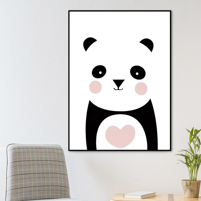 Modern Cute Panda Wall Decor Canvas Decorative White Art Print for Nursery, Multiple Sizes