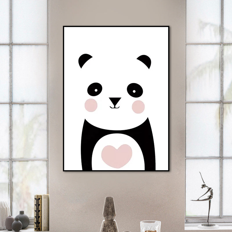 Modern Cute Panda Wall Decor Canvas Decorative White Art Print for Nursery, Multiple Sizes