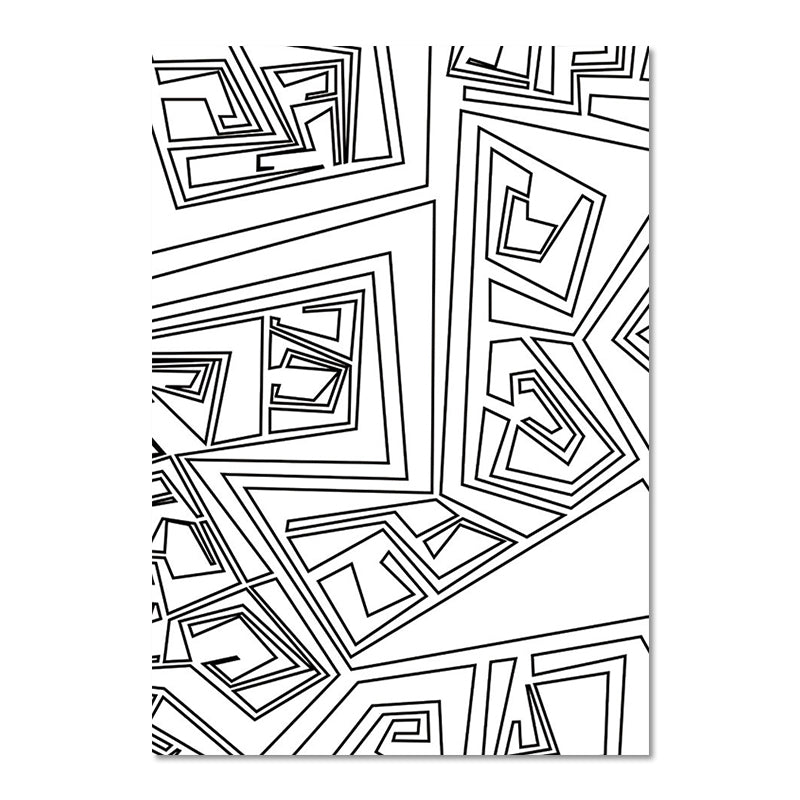 Charcoal Drawings Abstract Pattern Art Minimalism Canvas Textured Painting in White