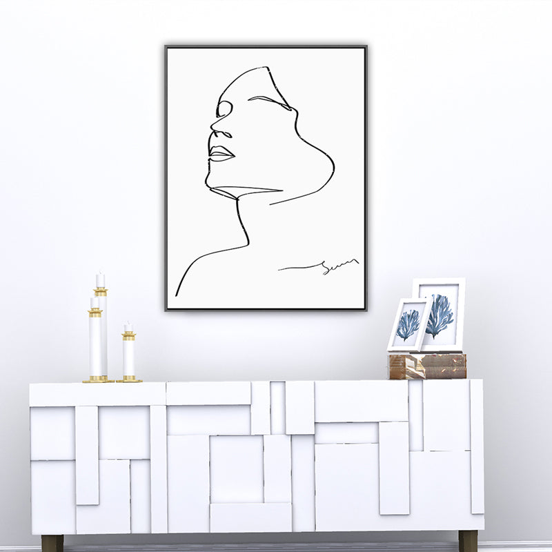 Minimalism Boy Painting Character Sketch in White Wall Art Decor, Multiple Sizes